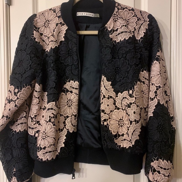 Alice + Olivia Jackets & Blazers - Alice + Olivia Floral Lace Felisa Bomber Jacket